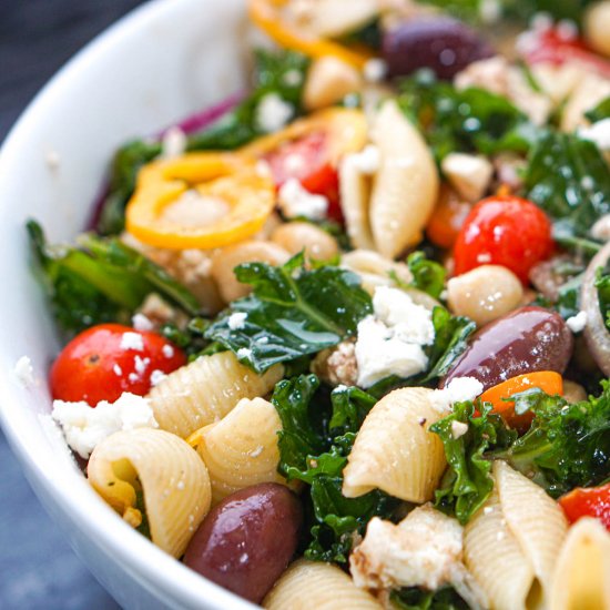 Easy Mediterranean Kale Pasta Salad