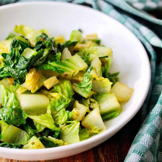 Stir-Fried Romaine Lettuce