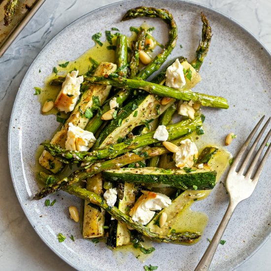 Roasted Asparagus Courgette & Feta