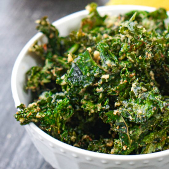 Air Fryer Kale Chips with Parmesan