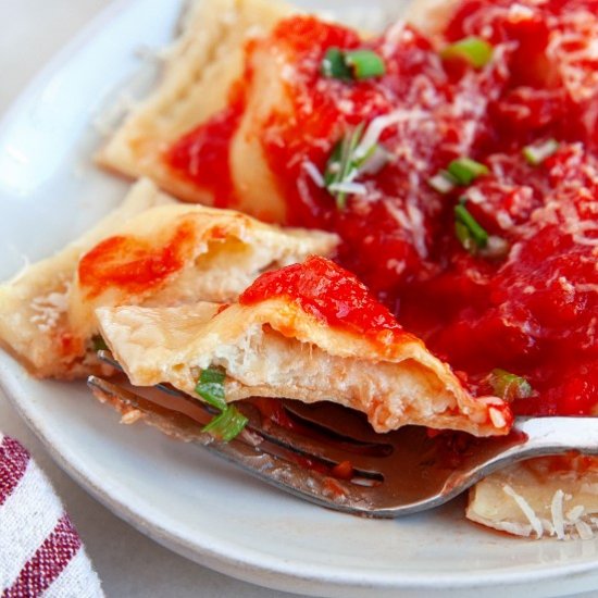 Cheese Ravioli with Red Pepper Toma