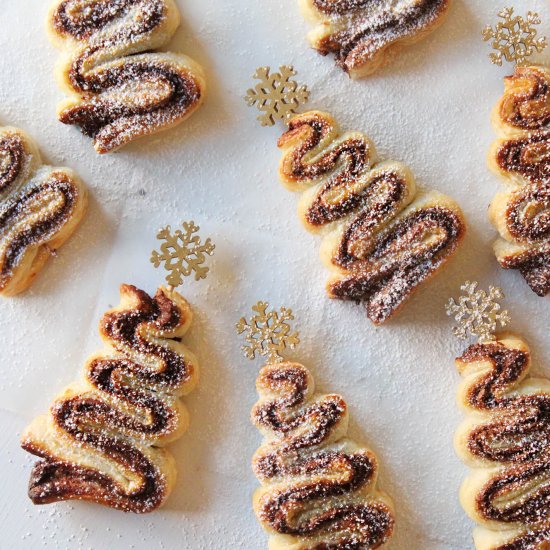 Puff pastry nutella christmas trees