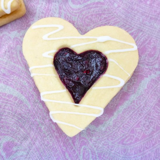 Jam love heart butter cookies