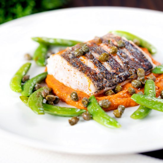 Baked Hake with Romesco Sauce