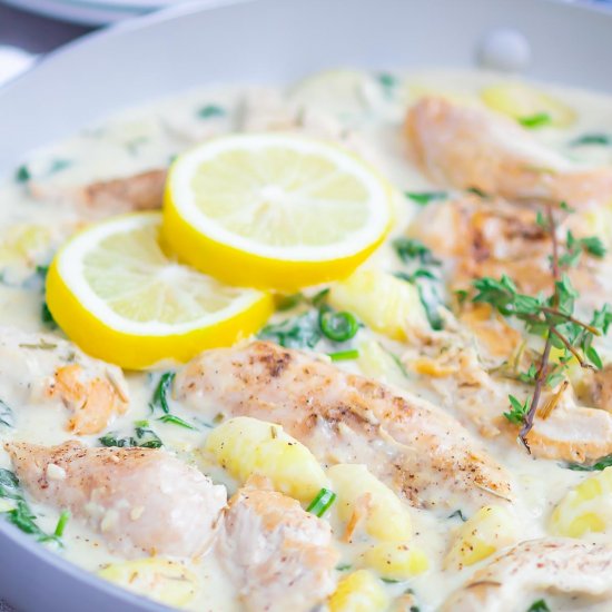 One Pan Lemon Parm Chicken Gnocchi