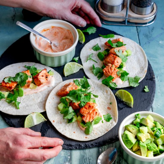 Air Fried Tandoori Salmon Tacos