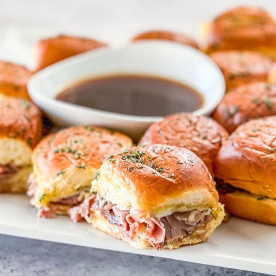 Easy French Dip Roast Beef Sliders