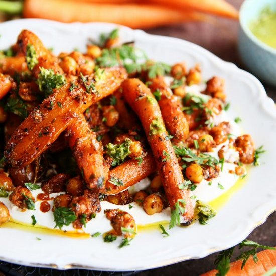 Honey Harissa Carrots and Chickpea