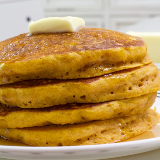 pumpkin pancakes made with mix