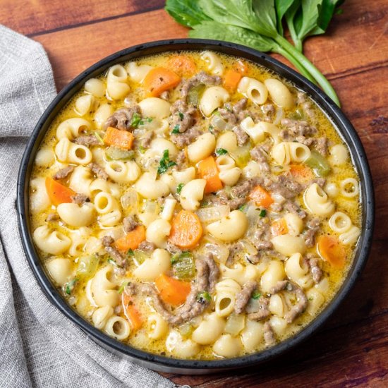 Cheeseburger Macaroni Soup