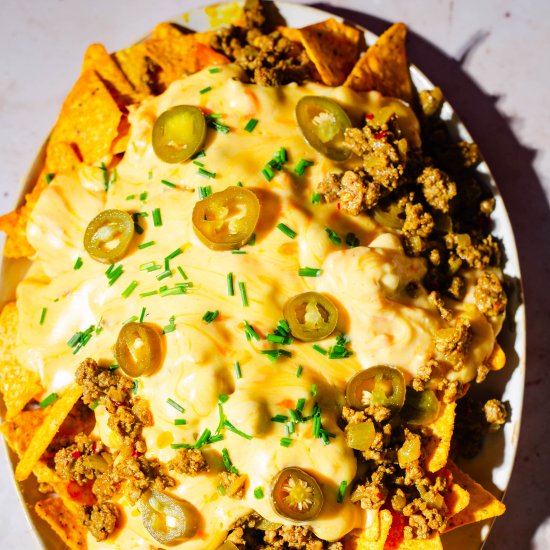 Loaded Air Fryer Nachos with Beef