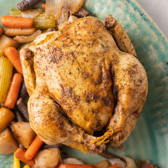 Dutch oven roast chicken