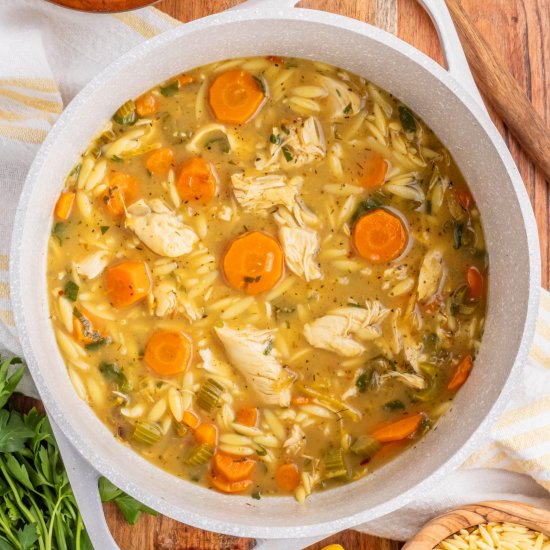 Lemon Chicken Orzo Soup