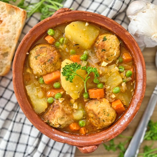 Vegetarian Meatball and Potato Stew