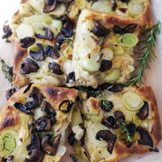 Leek and Mushroom Brioche Focaccia