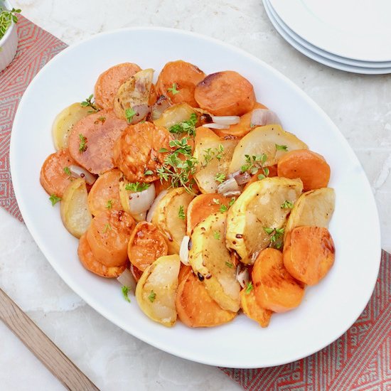 Roasted Sweet Potato Pear Medley