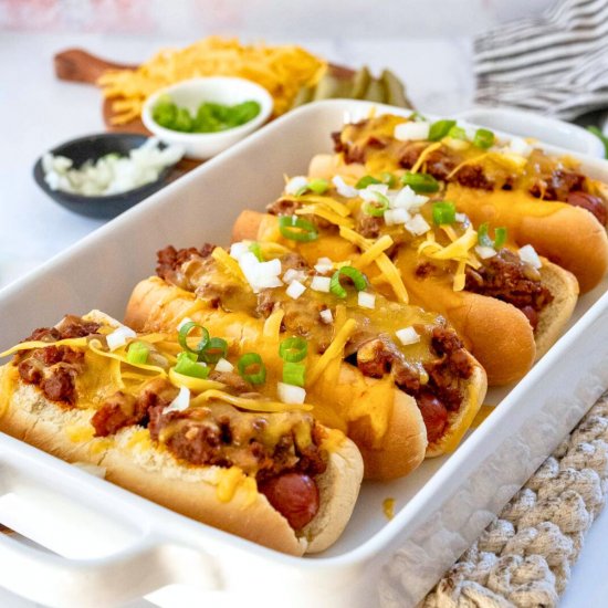 Baked Chili Cheese Dogs