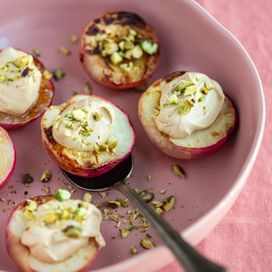 Roasted Nectarines and Tahini Cream