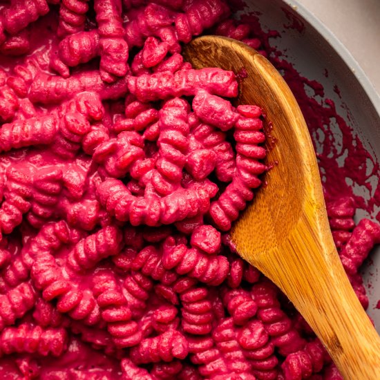 Beet Pasta with Toasted Walnuts