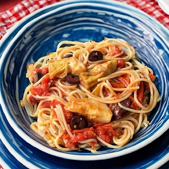 MEDITERRANEAN PASTA WITH ARTICHOKES