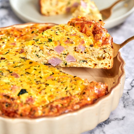 Crustless Ham And Cheese Quiche