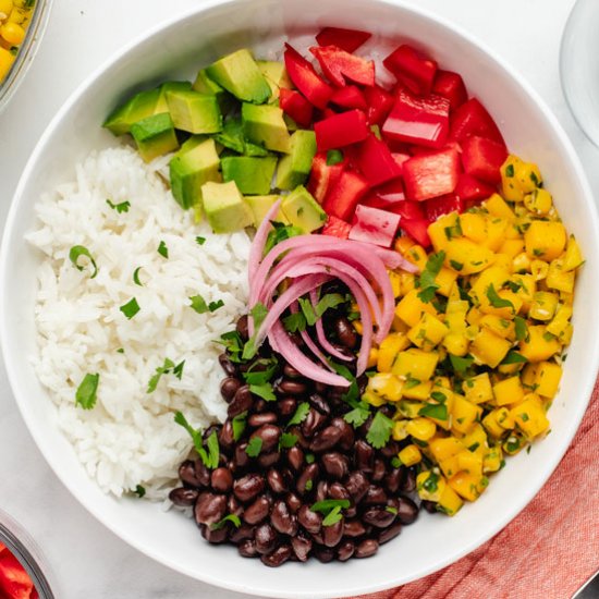 Vegan Black Bean Mango Rice Bowl