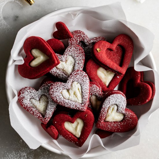 Red Velvet Linzer Cookies