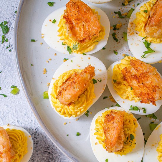 Crispy Cajun Shrimp Deviled Eggs