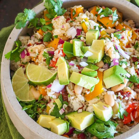 Roasted Pepper Bean Rice Salad