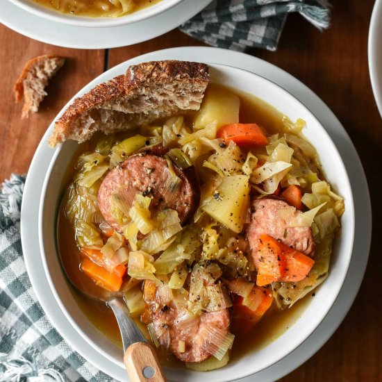 French Cabbage and Sausage Soup