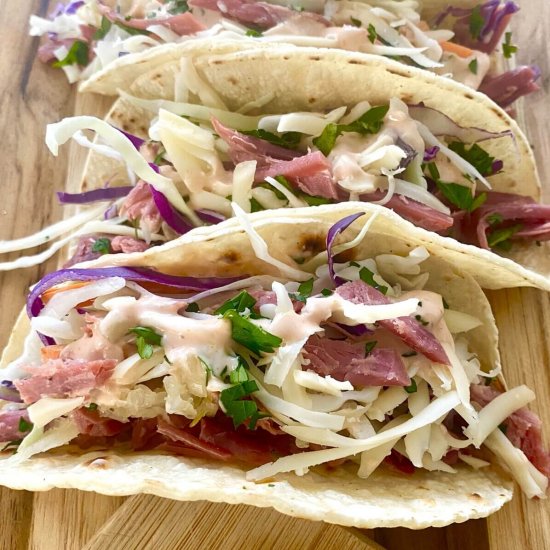 Irish Tacos with Corned Beef