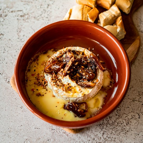 Baked Brie with Dates and Dukkah