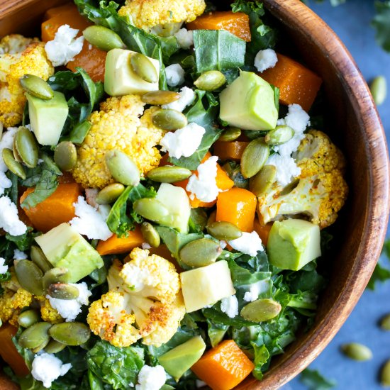 Roasted Cauliflower Kale Salad