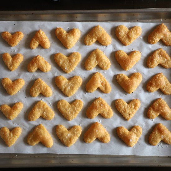 smoky cheddar heart crackers