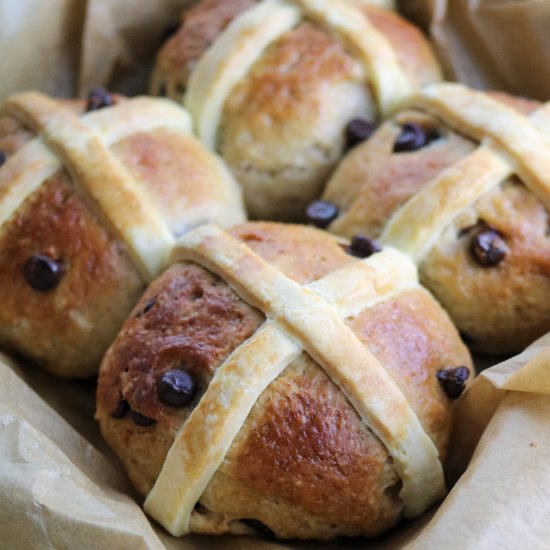 Vegan Choc Chip Hot Cross Buns