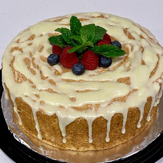 Angel Food Cake with Lemon Ganache