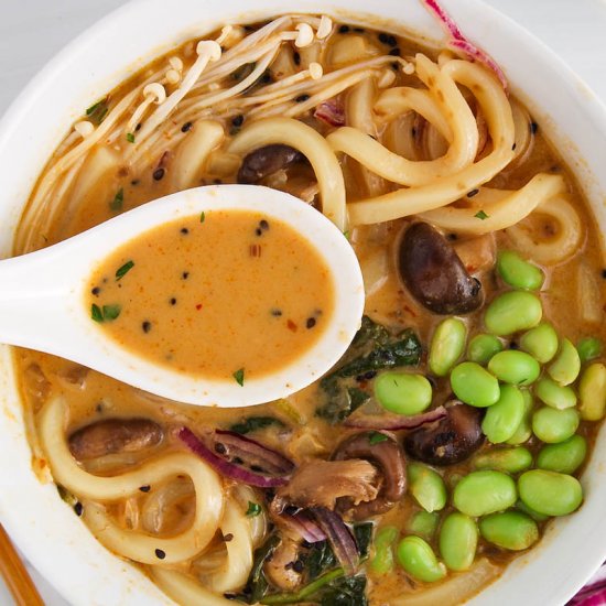 Thai red curry udon soup