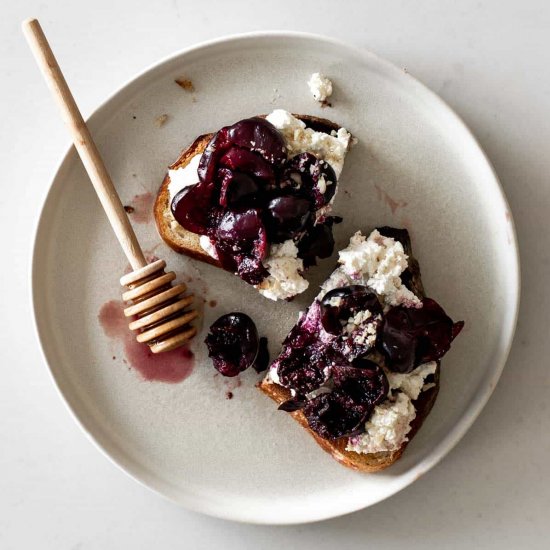 Ricotta Toast with Cherries