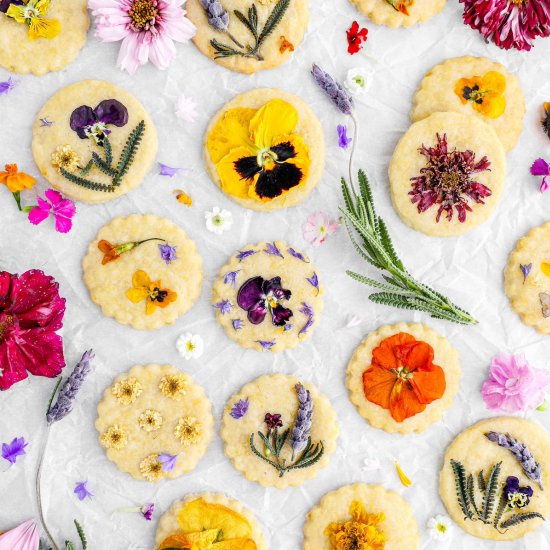 Edible Flower Shortbread Cookies