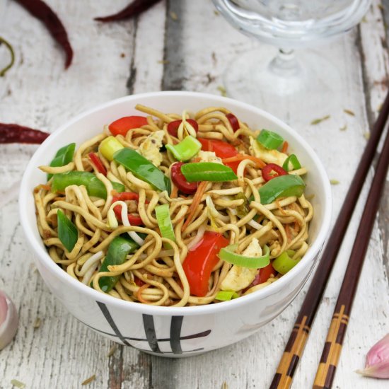 Pan-fried hoisin noodles