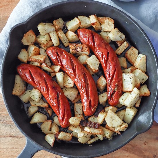 air fryer sausages and potatoes