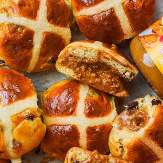 Lotus Biscoff Hot Cross Buns