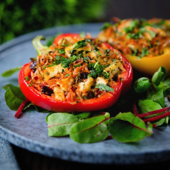 Halloumi and Rice Stuffed Peppers