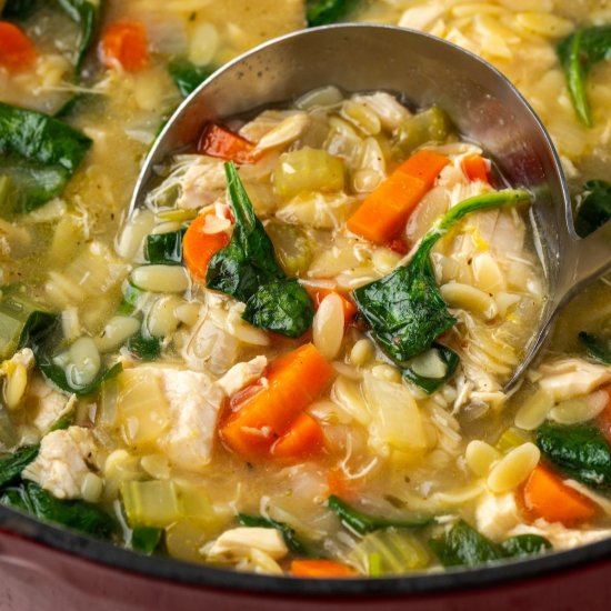 Lemony Chicken Orzo Soup