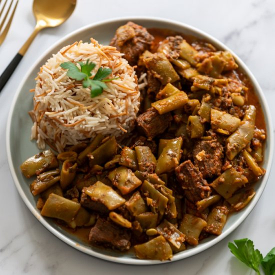 Green Bean Stew with Beef (Loubia)