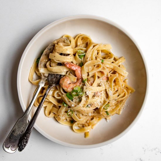 Jerk Shrimp Fettuccine Alfredo