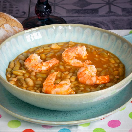 ALUBIAS VERDINAS CON LANGOSTINOS