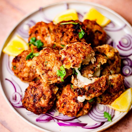 Cheesy indian ground chicken kebabs