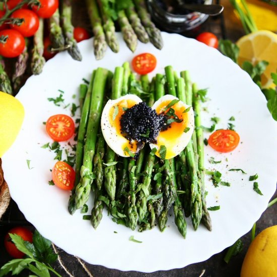 Asparagus, Soft-Boiled Eggs and Cav