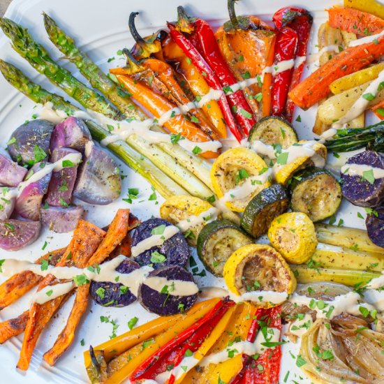 roasted vegetables tahini drizzle